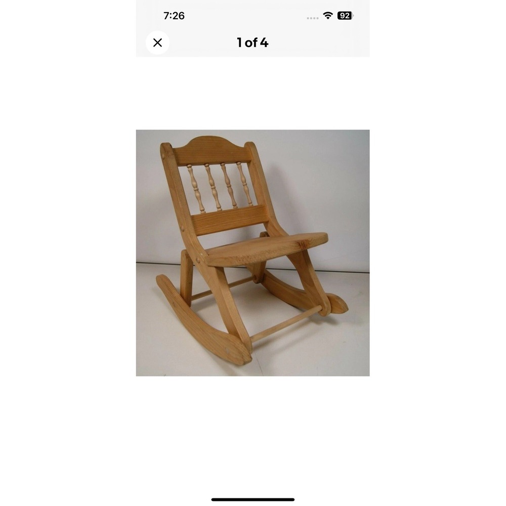 Vintage Wooden Mini Baby Doll house Folding Rocker Rocking‎ Chair